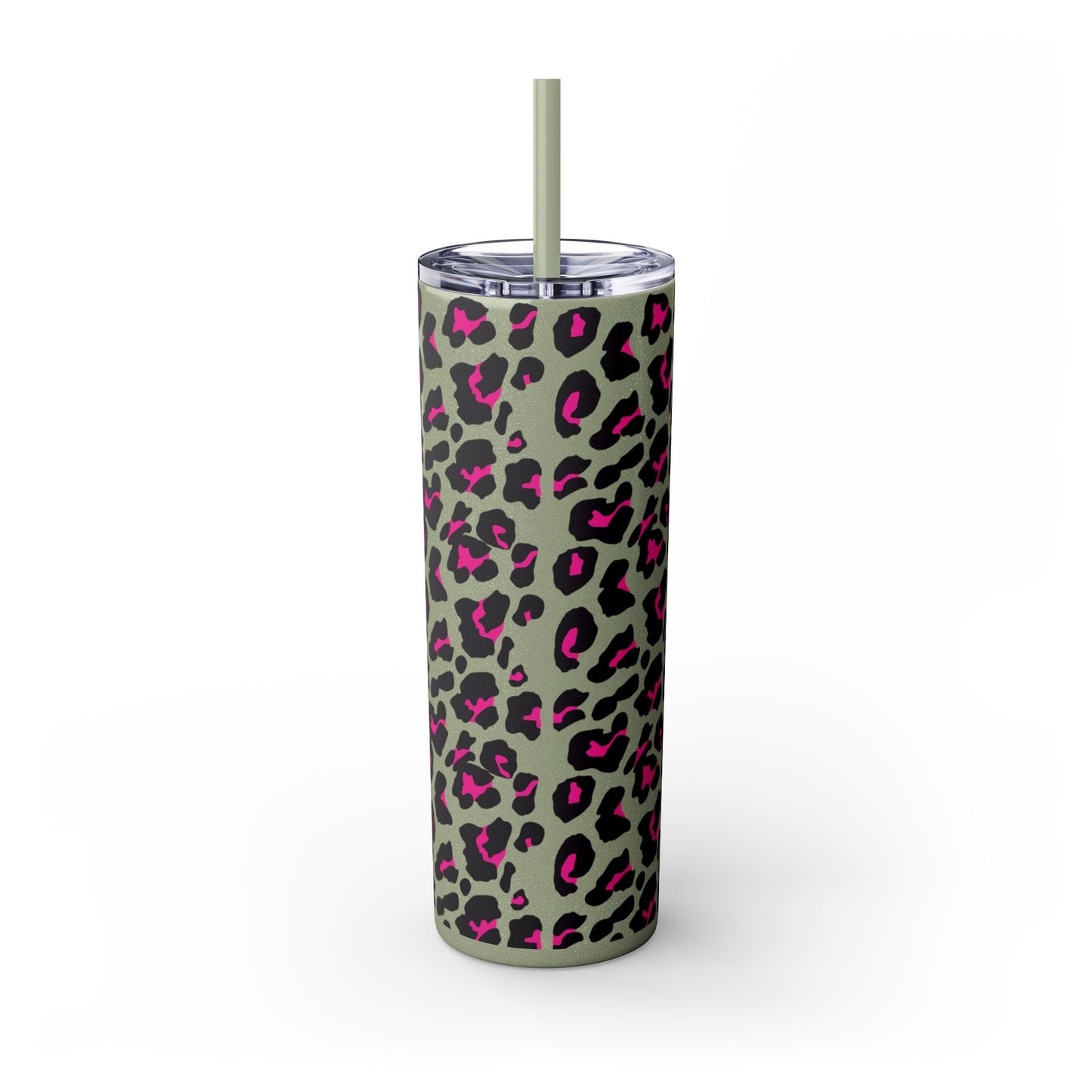 Trendy Leopard Print Skinny Tumbler, 20oz | Stylish Drinkware for Home, Office, Gifts, Reusable Straw, Animal Print