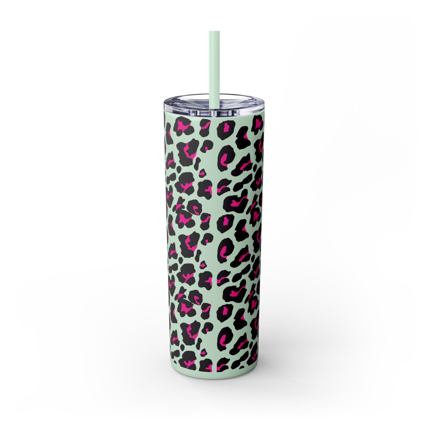 Trendy Leopard Print Skinny Tumbler, 20oz | Stylish Drinkware for Home, Office, Gifts, Reusable Straw, Animal Print