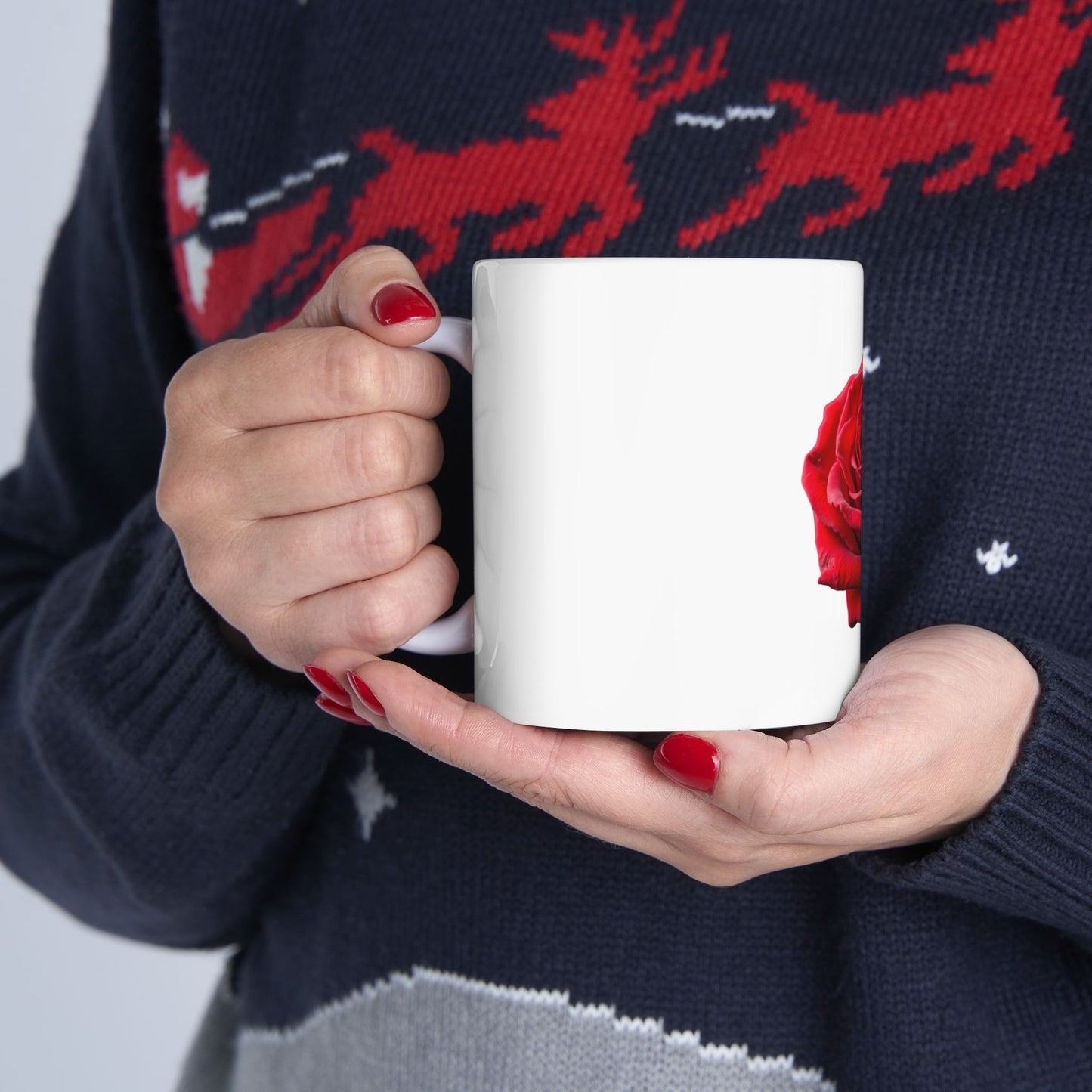 Elegant Red Rose Ceramic Mug - Perfect Gift for Floral Lovers, Coffee or Tea Drinkers, Home Decor, Valentine’s Day, Mother’s Day