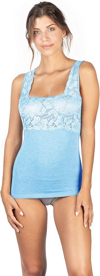 EGI Luxury Modal Women's Lace-Trimmed Tank Top. Proudly Made in Italy (1137)