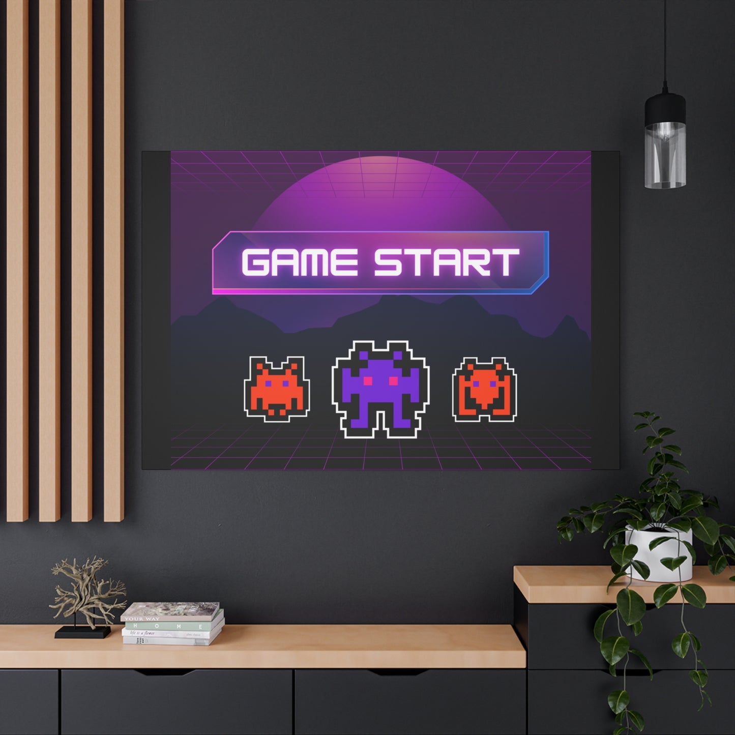 Retro Game Start Canvas Art Print | 80s Gaming Wall Decor, Gamer Gift, Pixel Art, Nostalgic Artwork, Home Decor