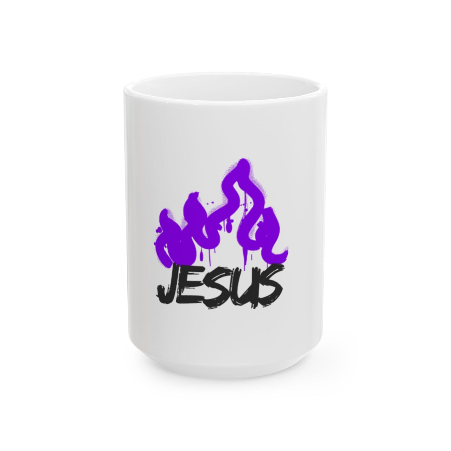 Jesus Graphic Ceramic Mug - Inspirational Graffiti Coffee Cup, Christian Gift, Artistic Drinkware for Home, Office, and Holidays