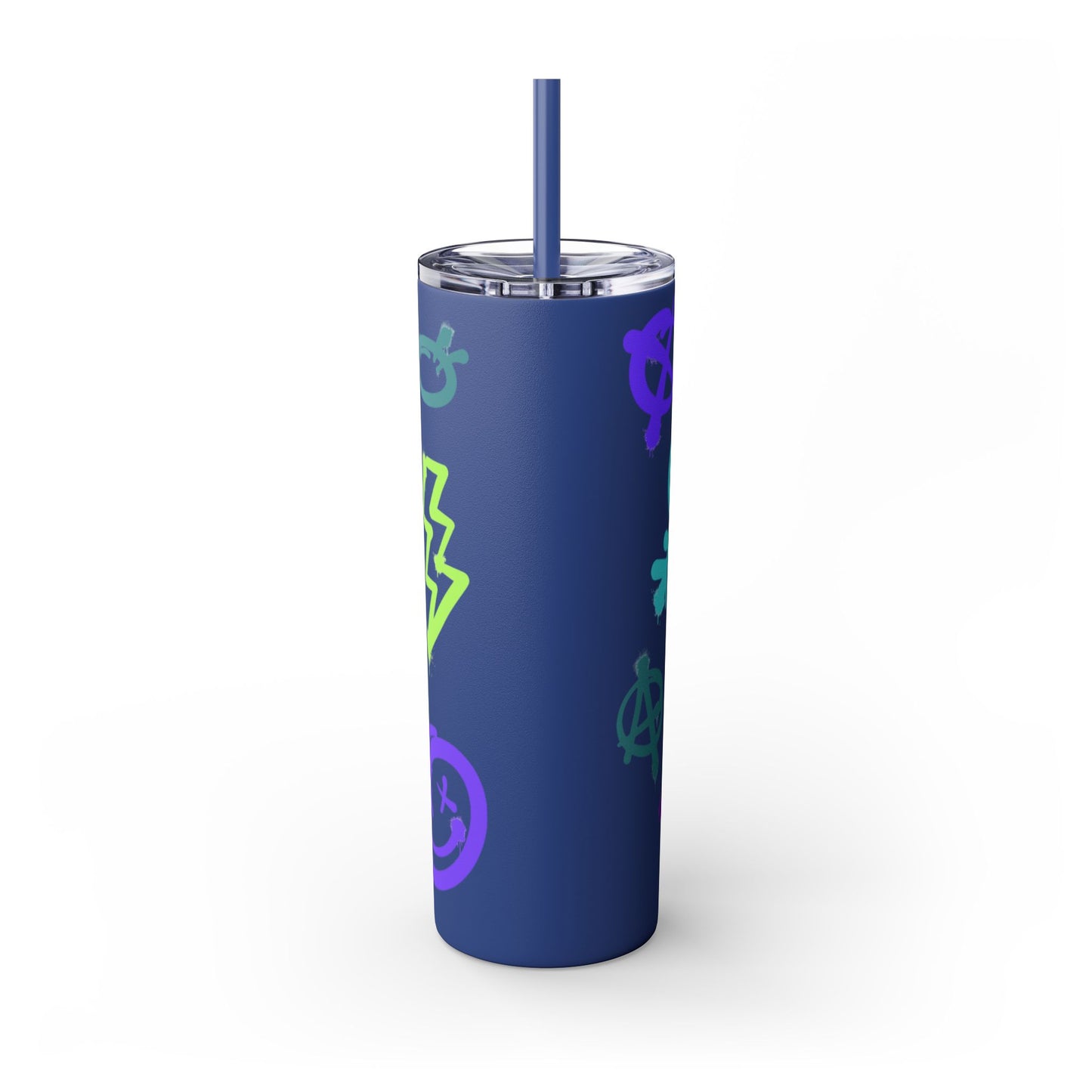 Trendy Skinny Tumbler with Straw, 20oz | Unique Graffiti Style Drinkware for Teens, Gifts, Parties, and Everyday Use