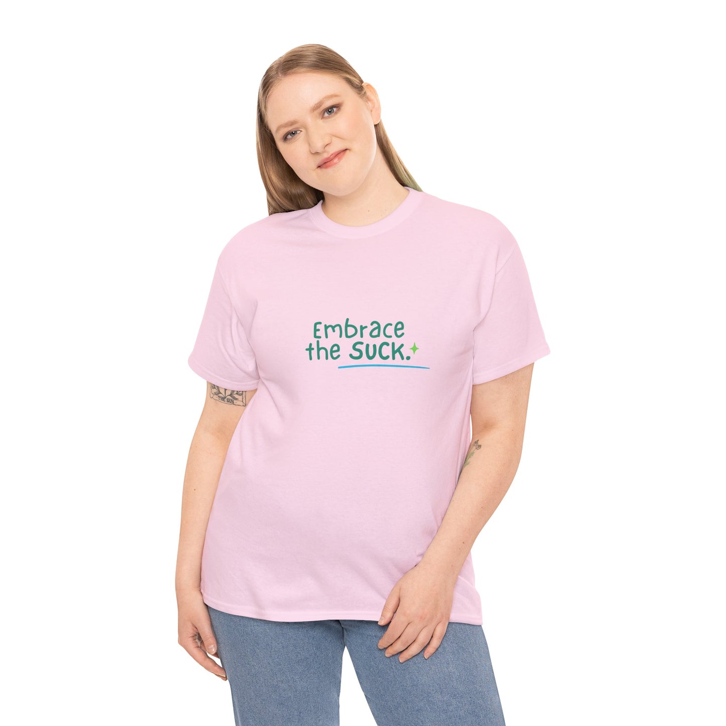 Unisex Heavy Cotton Tee - Embrace the Suck, Casual Tee, Motivational Shirt, Gift for Him/Her, Everyday Wear, Inspirational Apparel