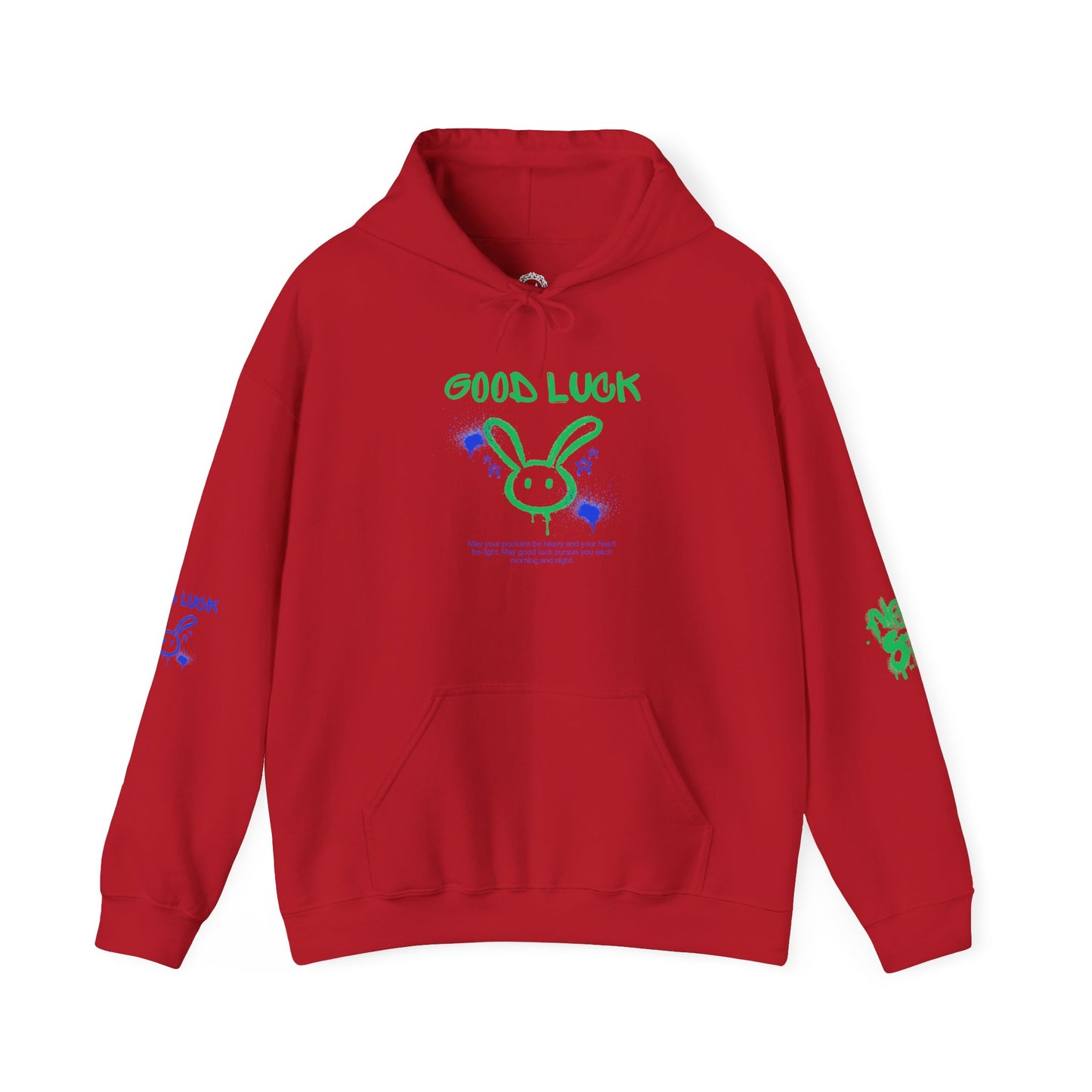 Good Luck Never Stop Unisex Heavy Blend Hooded Sweatshirt | Lucky Easter Bunny Design