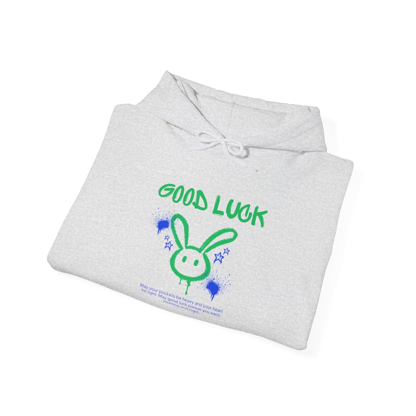 Good Luck Never Stop Unisex Heavy Blend Hooded Sweatshirt | Lucky Easter Bunny Design