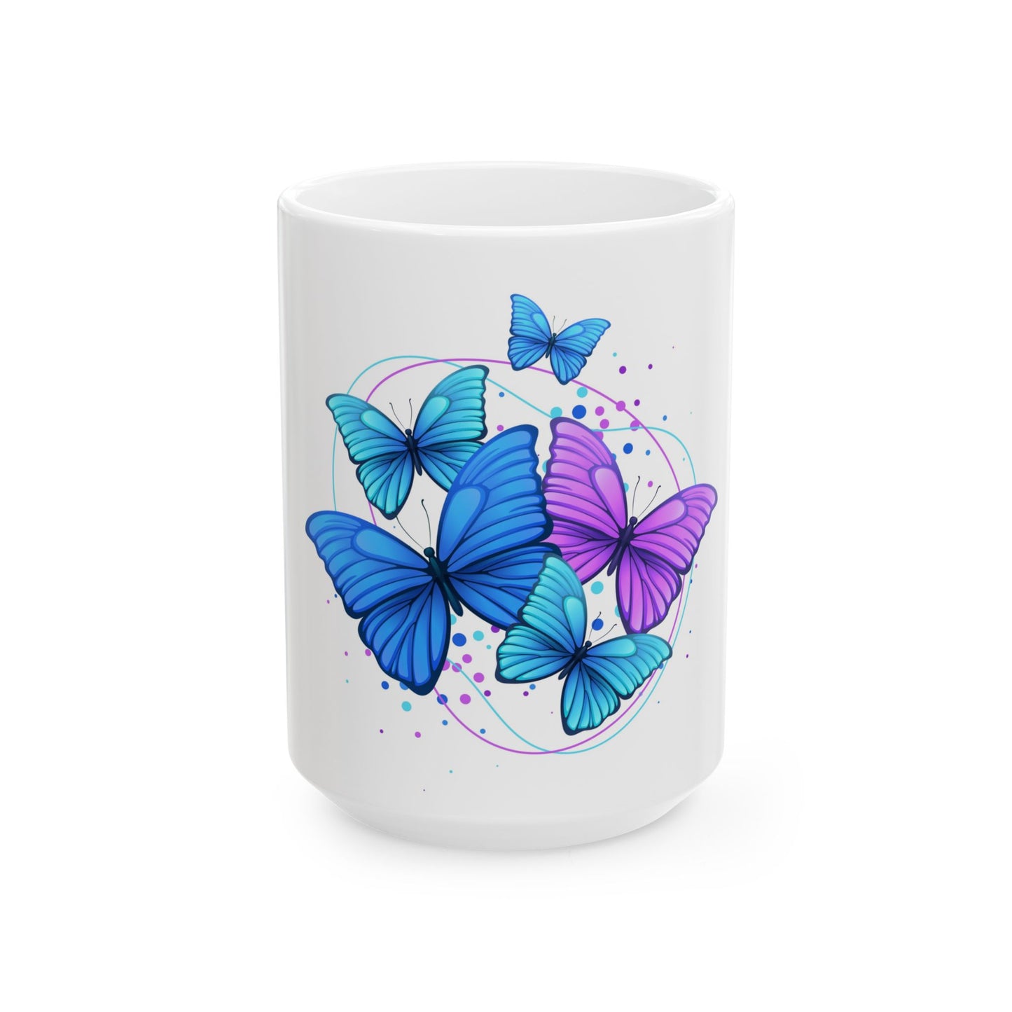 Butterfly Dreams Ceramic Mug, Colorful Butterfly Mug, Blue and Purple Mug, Nature Lover Gift, Spring Decor, Eco-Friendly Coffee Cup