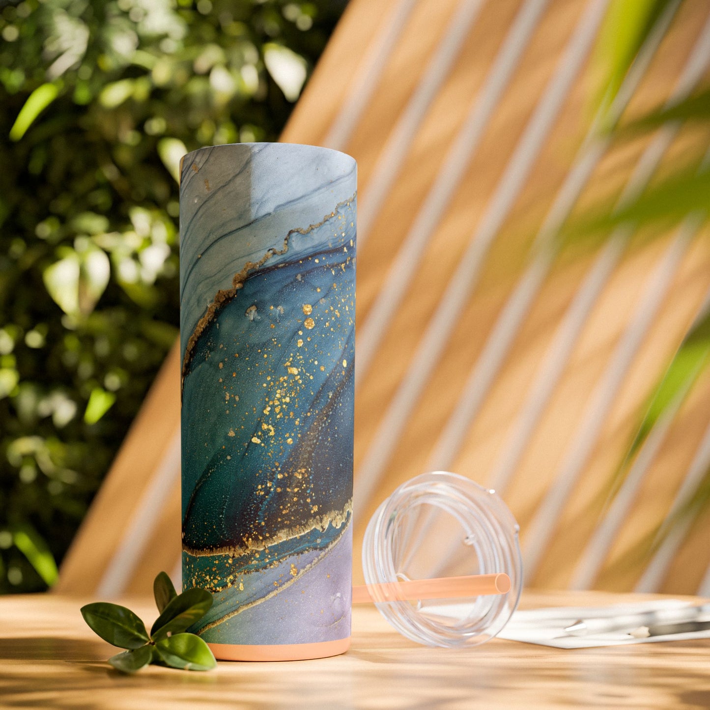 Elegant Blue Marble Skinny Tumbler, 20oz - Stylish Drinkware for Daily Use, Gifts, Celebrations, Eco-Friendly, Travel Mug