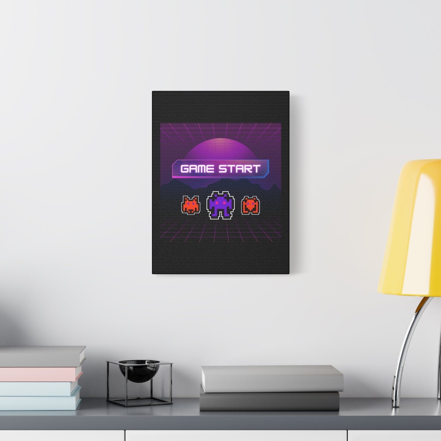 Retro Game Start Canvas Art Print | 80s Gaming Wall Decor, Gamer Gift, Pixel Art, Nostalgic Artwork, Home Decor