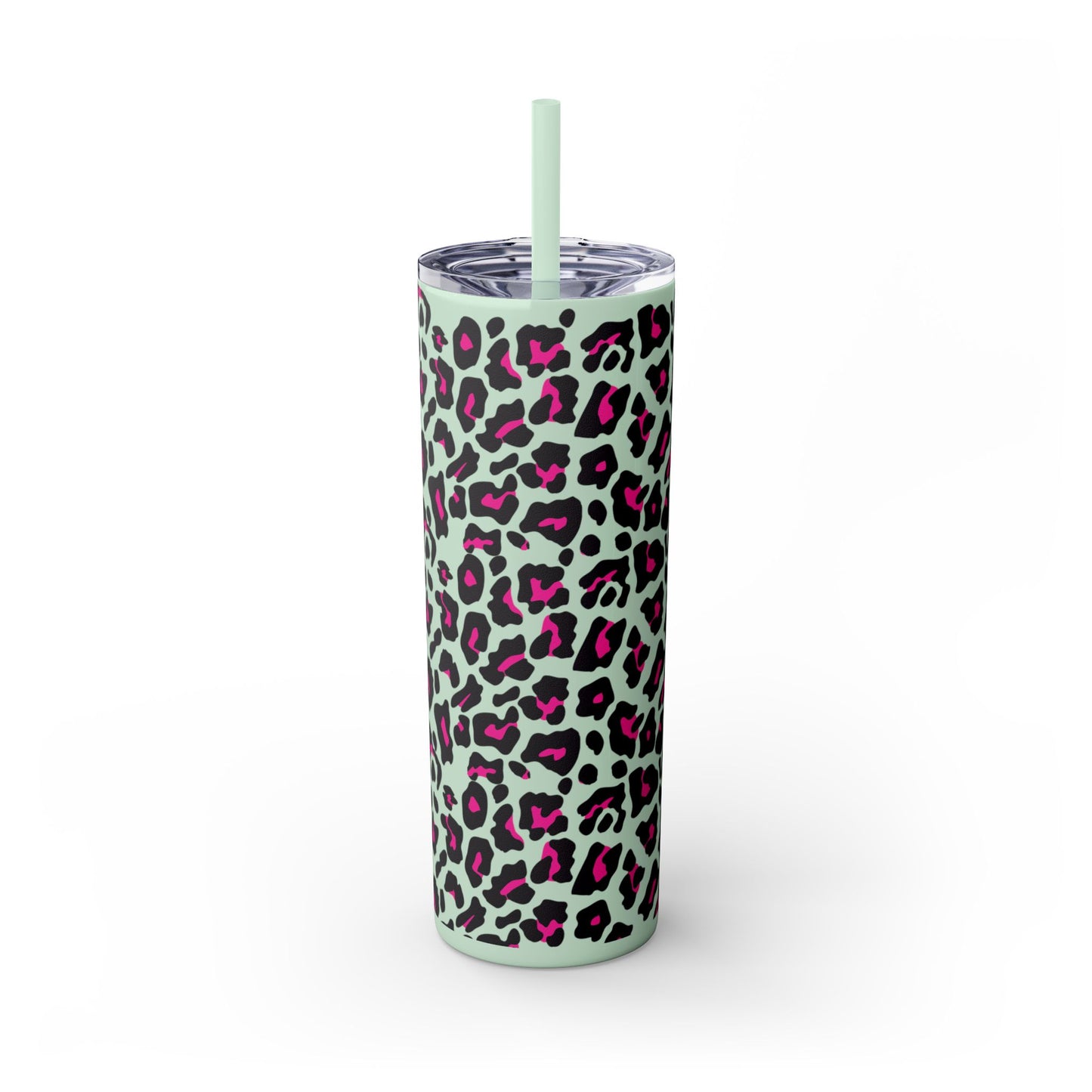 Trendy Leopard Print Skinny Tumbler, 20oz | Stylish Drinkware for Home, Office, Gifts, Reusable Straw, Animal Print