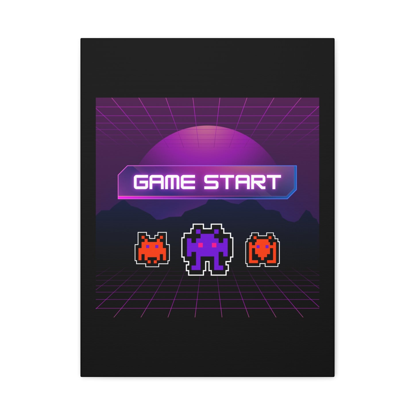 Retro Game Start Canvas Art Print | 80s Gaming Wall Decor, Gamer Gift, Pixel Art, Nostalgic Artwork, Home Decor