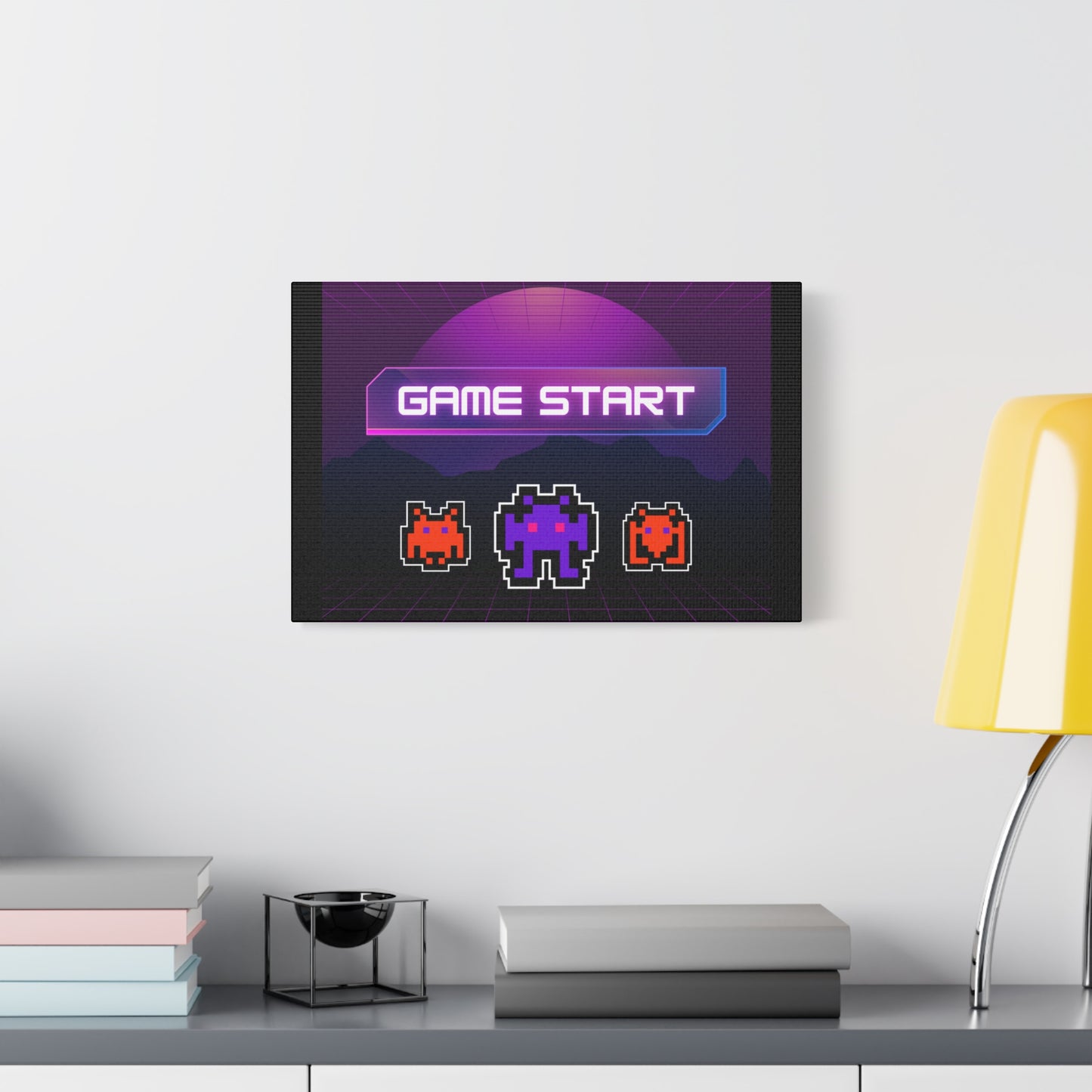 Retro Game Start Canvas Art Print | 80s Gaming Wall Decor, Gamer Gift, Pixel Art, Nostalgic Artwork, Home Decor