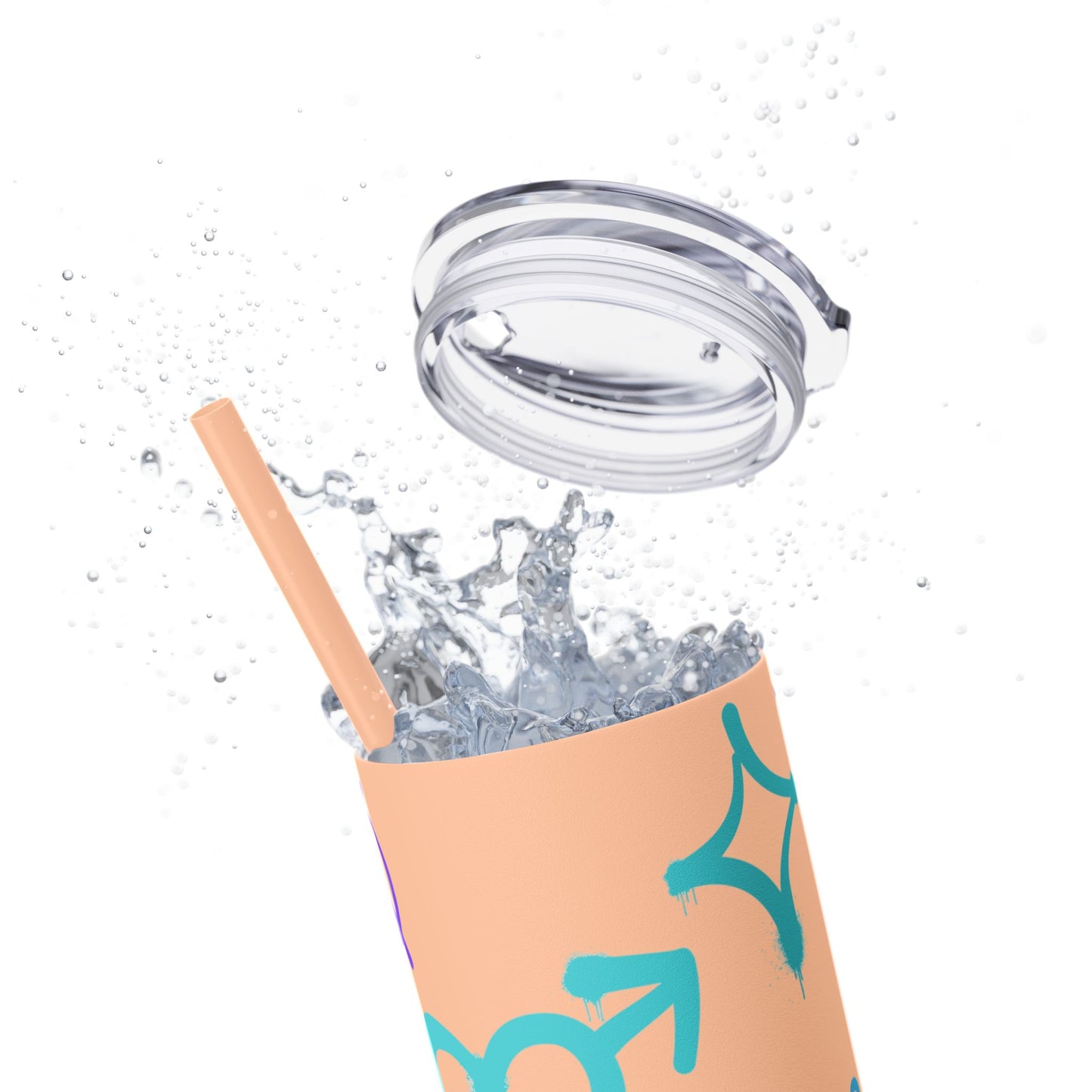 Trendy Skinny Tumbler with Straw, 20oz | Unique Graffiti Style Drinkware for Teens, Gifts, Parties, and Everyday Use