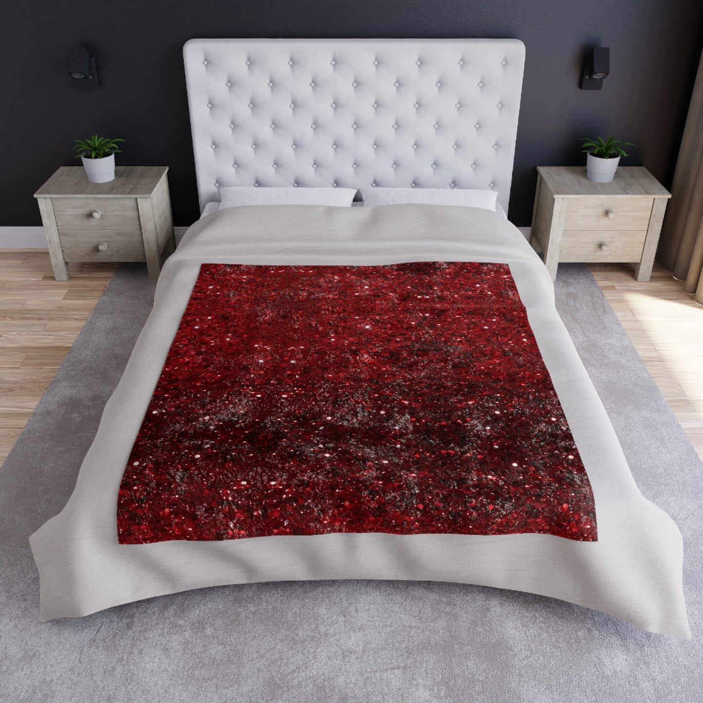 Crushed Velvet Throw Blanket — Luxurious Red Velvet Cozy Blanket for Living Room, Bedroom & Holiday Gift