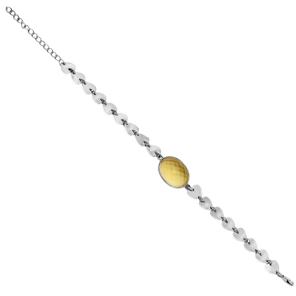Premium Heart - Citrine Checker Bracelet B-1044 12-EB10044-3