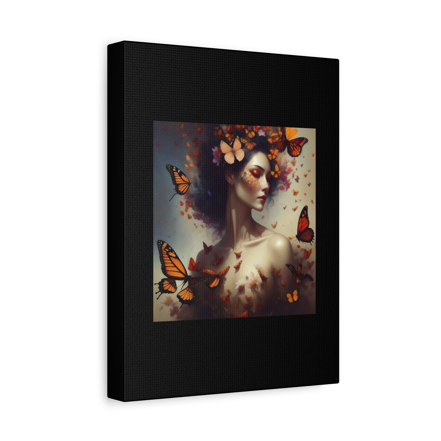 Canvas Wall Art - Butterfly Woman Print, Floral Home Decor, Unique Gift for Nature Lovers, Birthday Decoration, Whimsical Art