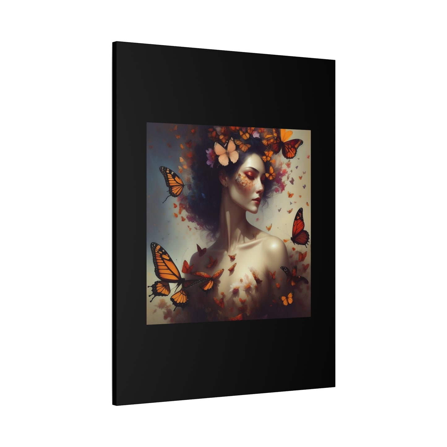 Canvas Wall Art - Butterfly Woman Print, Floral Home Decor, Unique Gift for Nature Lovers, Birthday Decoration, Whimsical Art