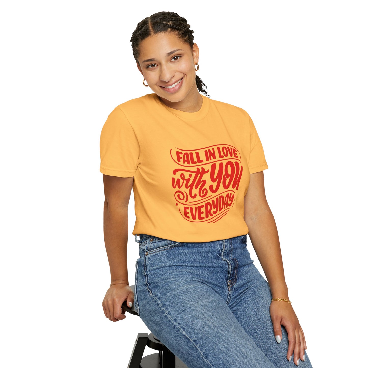 Fall in Love with YOU Quote T-shirt for Couples, Valentine's Day, Gifts for Him/Her, Casual Everyday Wear, Comfortable Unisex Tee