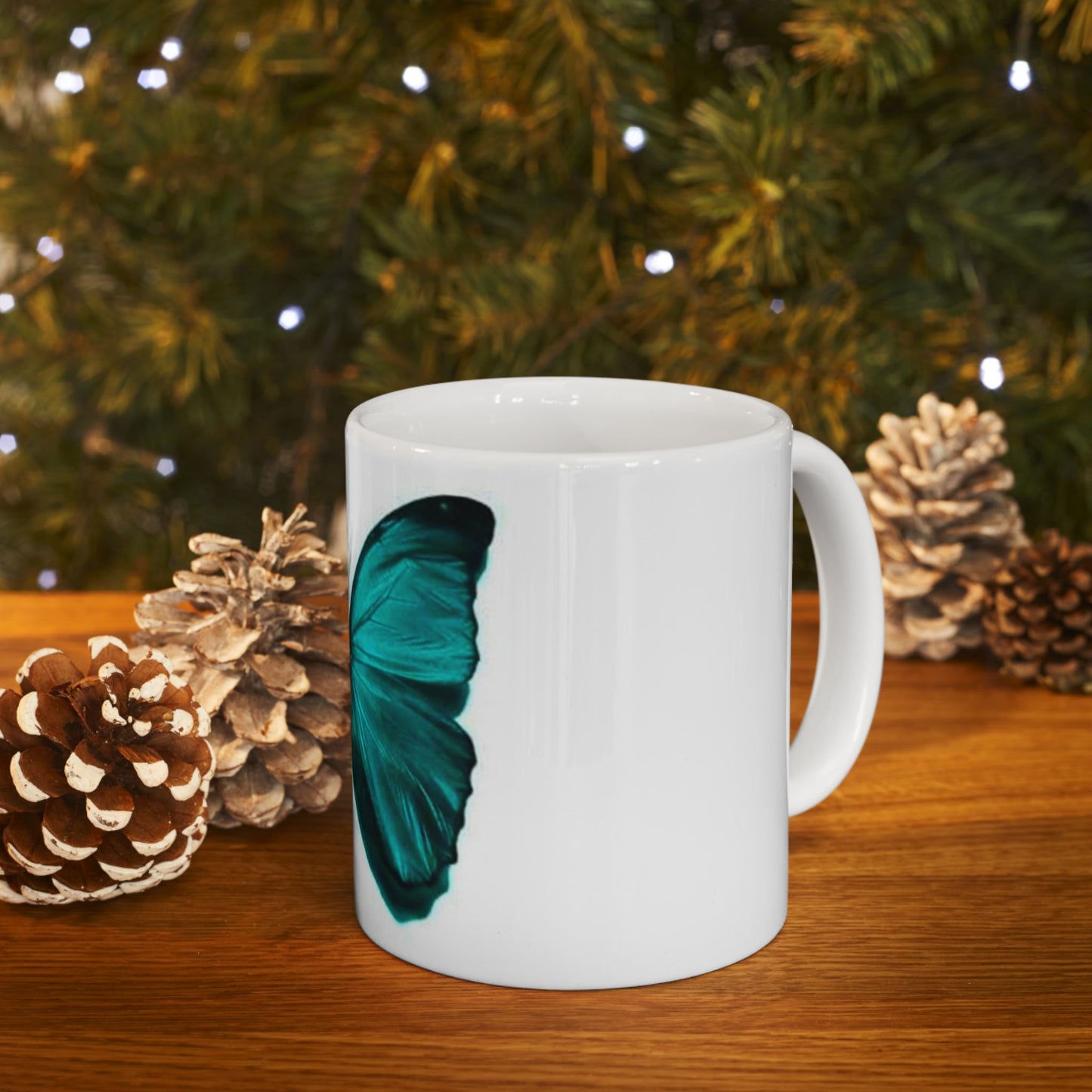 Beautiful Turquoise Butterfly Ceramic Mug - 11oz & 15oz, Nature Lover Gift, Decorative Drinkware, Boho Kitchen Decor, Birthday Present