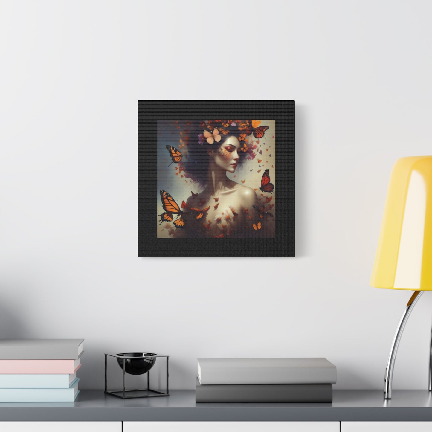 Canvas Wall Art - Butterfly Woman Print, Floral Home Decor, Unique Gift for Nature Lovers, Birthday Decoration, Whimsical Art