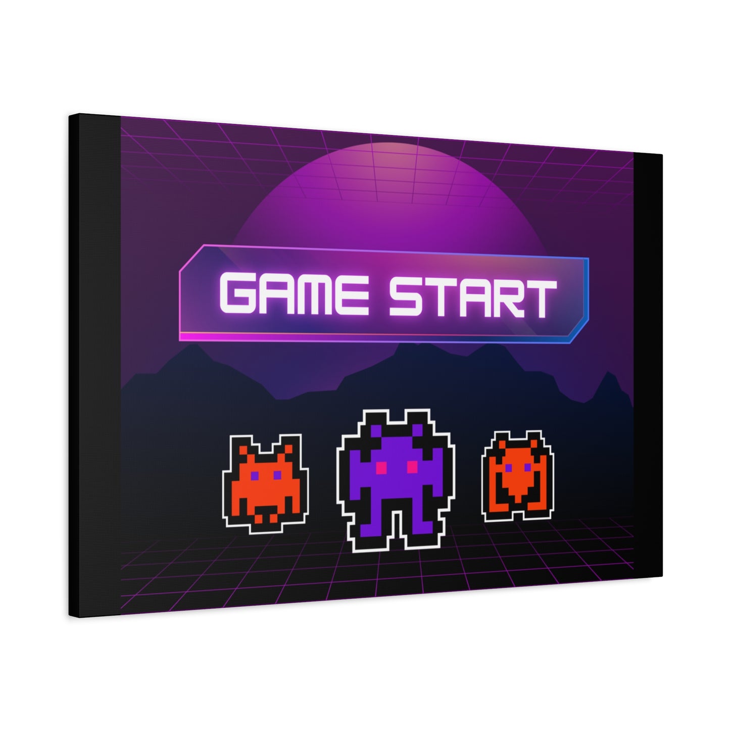 Retro Game Start Canvas Art Print | 80s Gaming Wall Decor, Gamer Gift, Pixel Art, Nostalgic Artwork, Home Decor