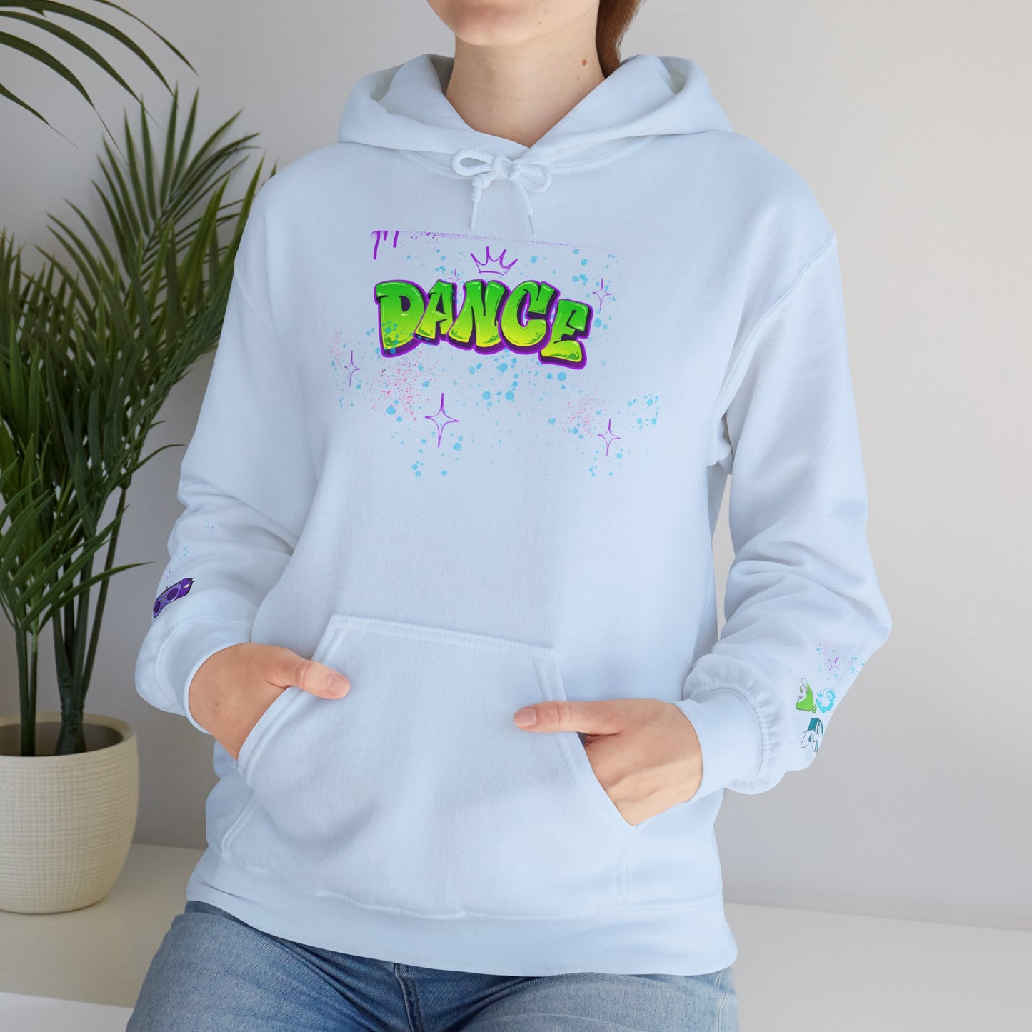 Colorful Dance Hoodie for Creative Spirits, Cozy Unisex Hooded Sweatshirt, Perfect for Parties, Dance Classes, Gifts