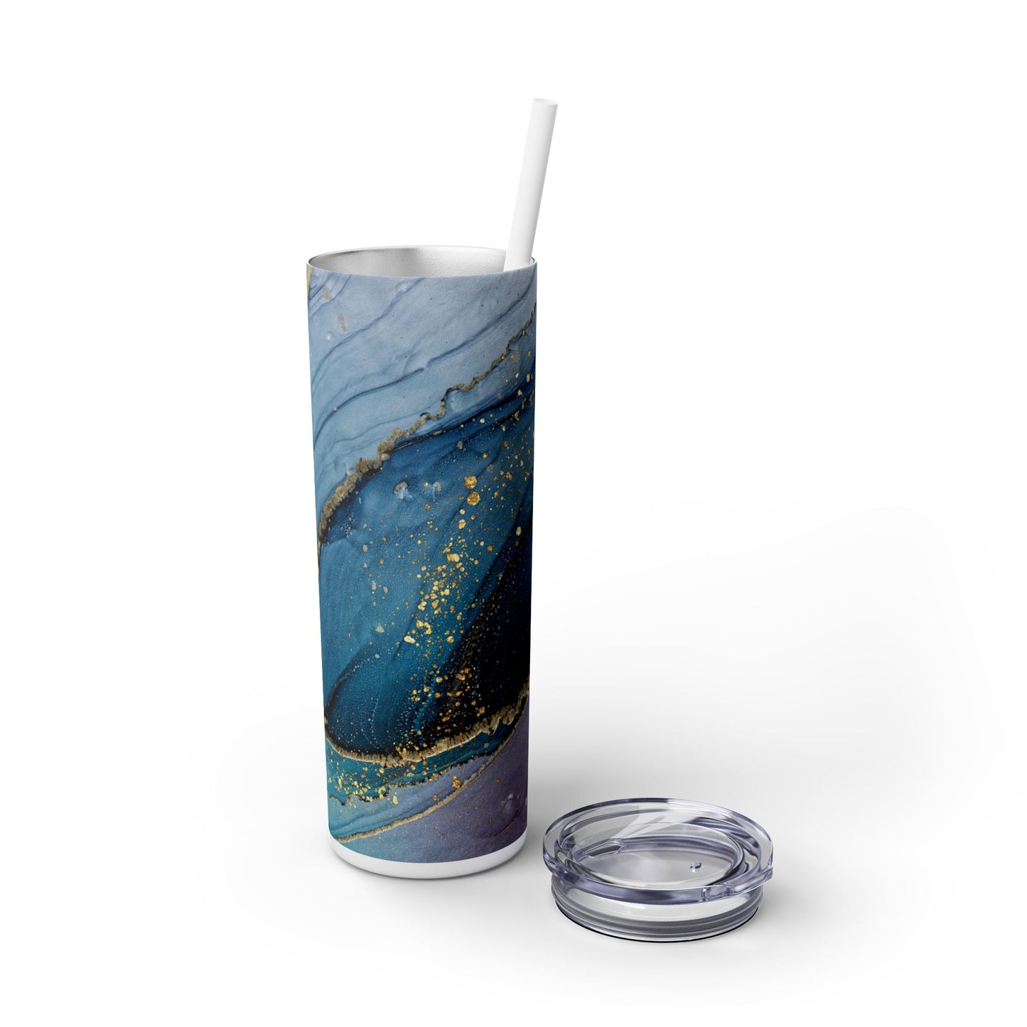 Elegant Blue Marble Skinny Tumbler, 20oz - Stylish Drinkware for Daily Use, Gifts, Celebrations, Eco-Friendly, Travel Mug