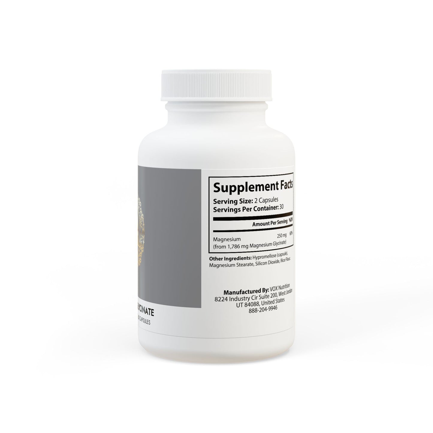 Magnesium Glycinate Supplement (VEGAN - 60 Capsules)