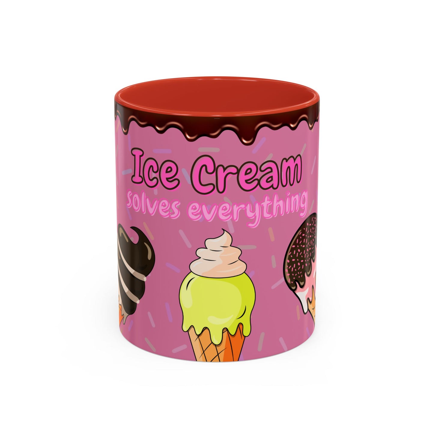 Ice Cream Solves Everything Coffee Mug - Fun Beverage Cup for Ice Cream Lovers, Gift for Holidays, Birthday, Summer