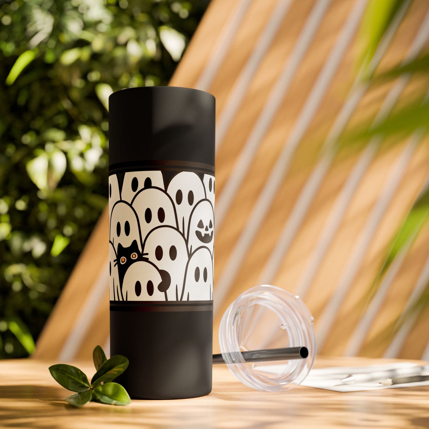 Halloween Ghost Tumbler, 20oz Skinny Tumbler with Straw, Cute Fall Drinkware, Spooky Gifts for Kids, Ghost Lovers, Cozy Decor