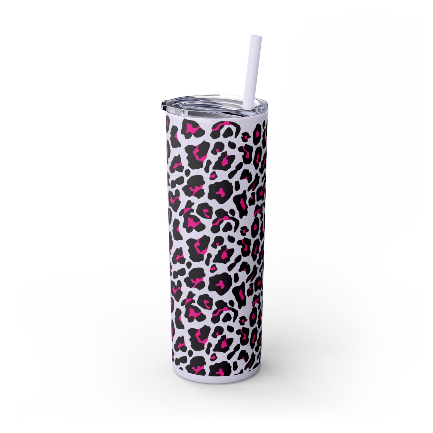 Trendy Leopard Print Skinny Tumbler, 20oz | Stylish Drinkware for Home, Office, Gifts, Reusable Straw, Animal Print