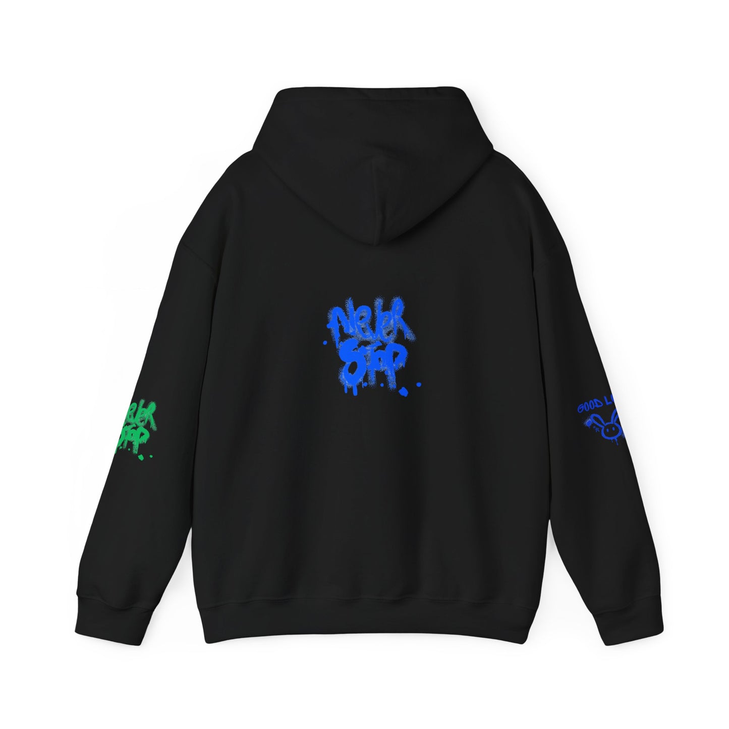 Good Luck Never Stop Unisex Heavy Blend Hooded Sweatshirt | Lucky Easter Bunny Design