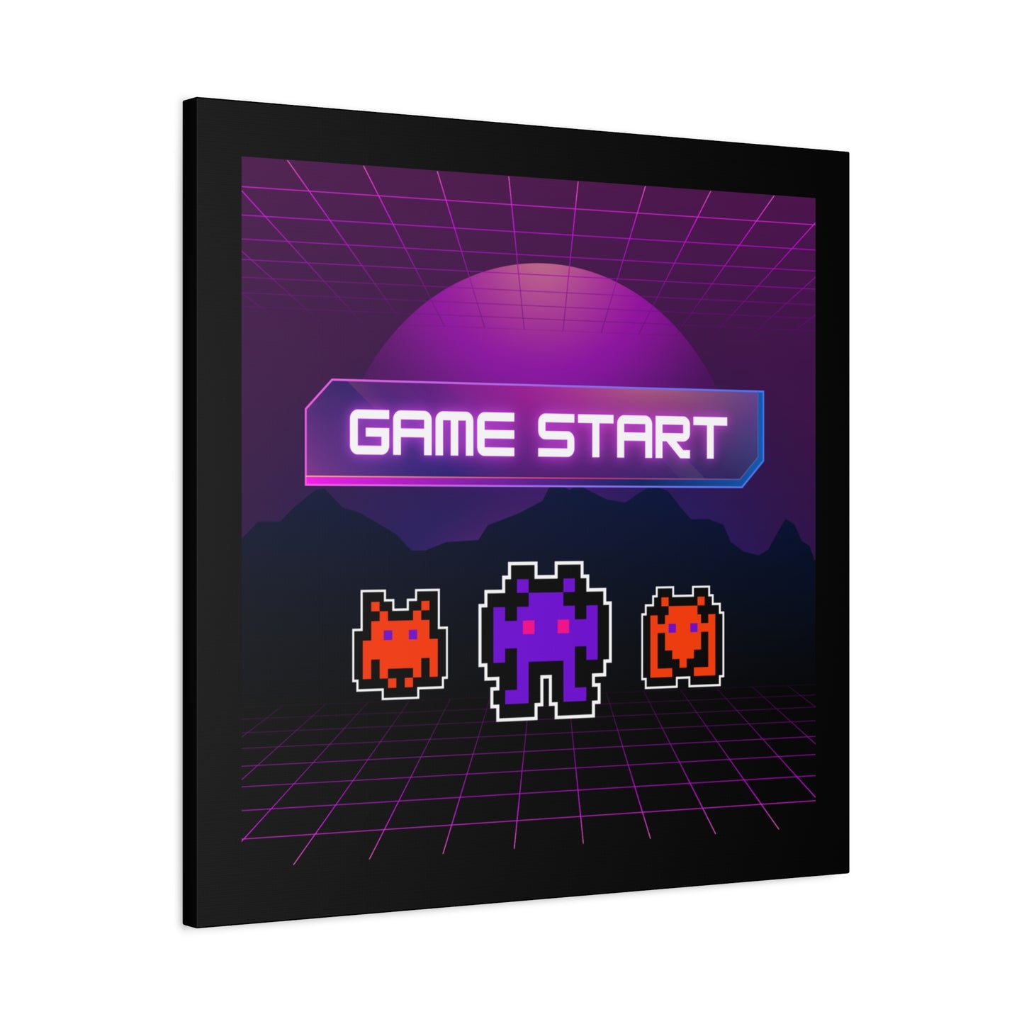 Retro Game Start Canvas Art Print | 80s Gaming Wall Decor, Gamer Gift, Pixel Art, Nostalgic Artwork, Home Decor