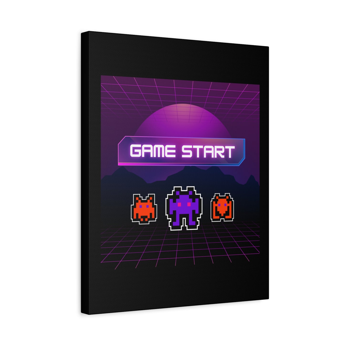 Retro Game Start Canvas Art Print | 80s Gaming Wall Decor, Gamer Gift, Pixel Art, Nostalgic Artwork, Home Decor