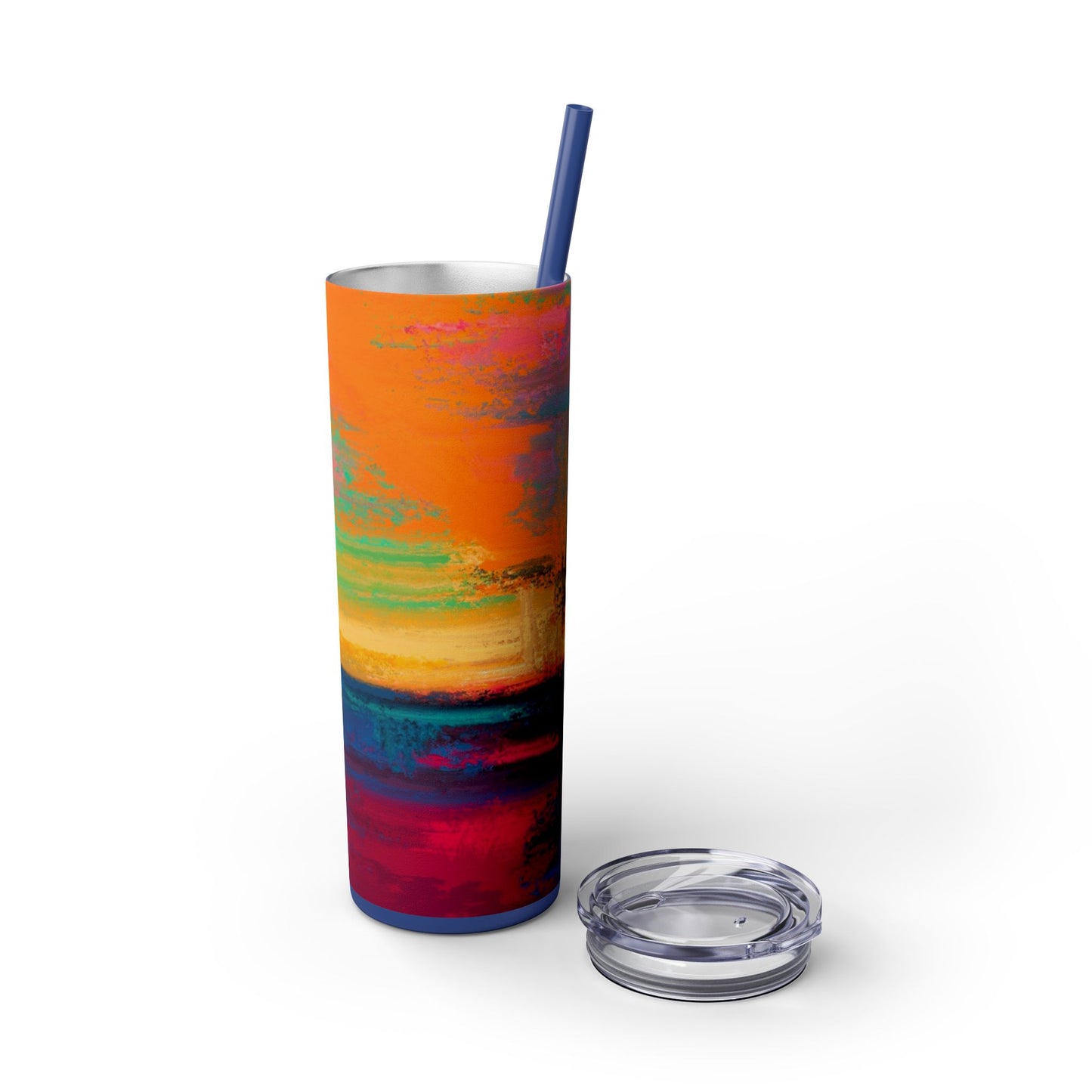Colorful Ombre Skinny Tumbler with Straw, 20oz | Travel Mugs, Summer Drinkware, Beach Accessories, Gifts for Her, Eco-Friendly