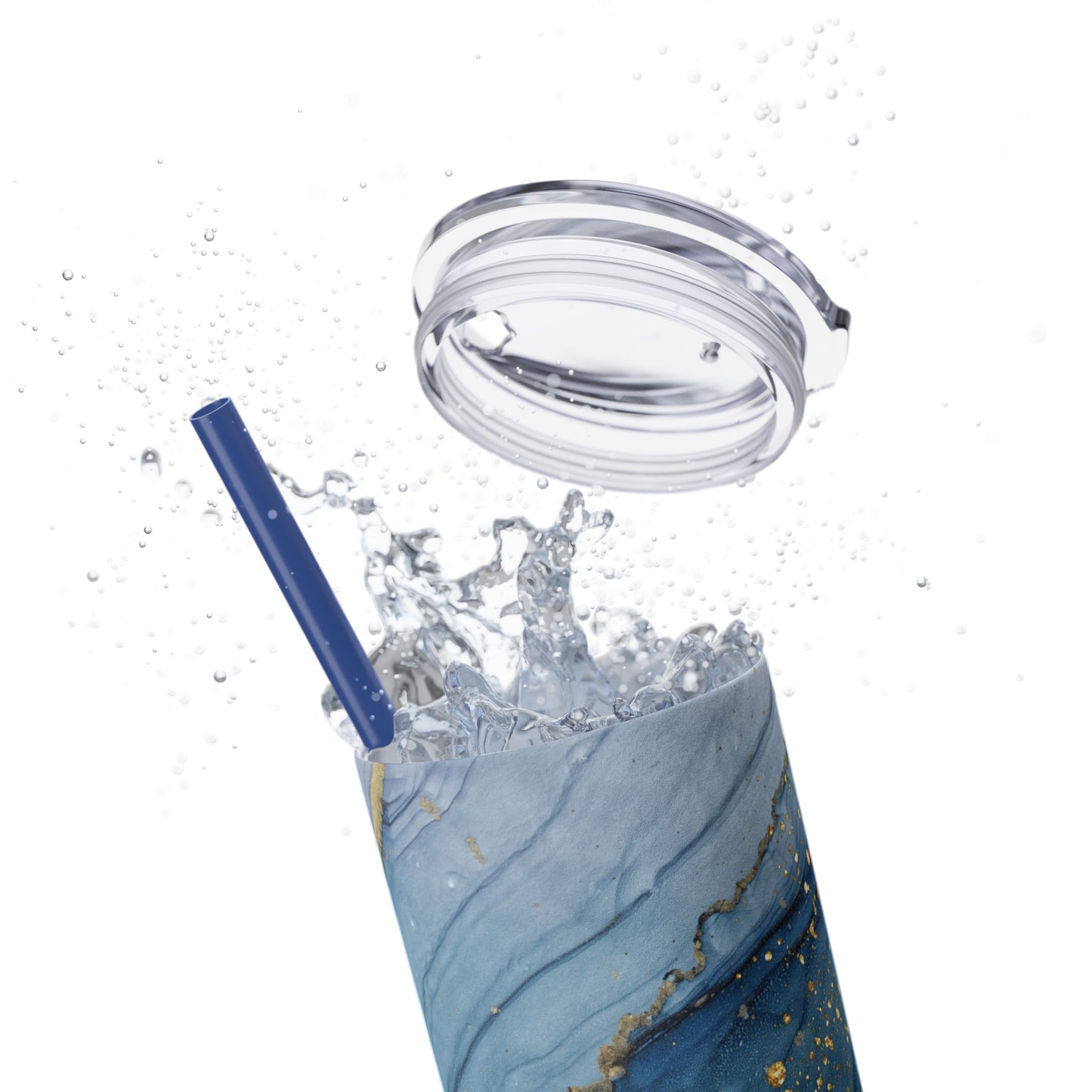 Elegant Blue Marble Skinny Tumbler, 20oz - Stylish Drinkware for Daily Use, Gifts, Celebrations, Eco-Friendly, Travel Mug