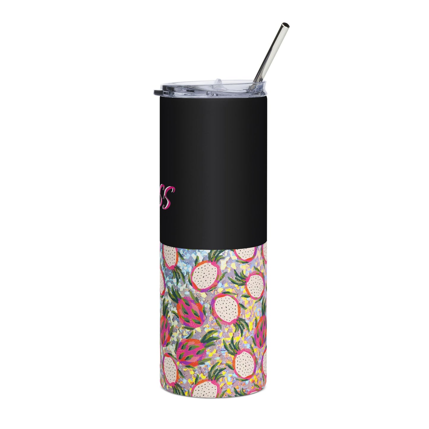 Customized Name Floral Dragon Fruit Tumbler | Stainless Steel 20oz