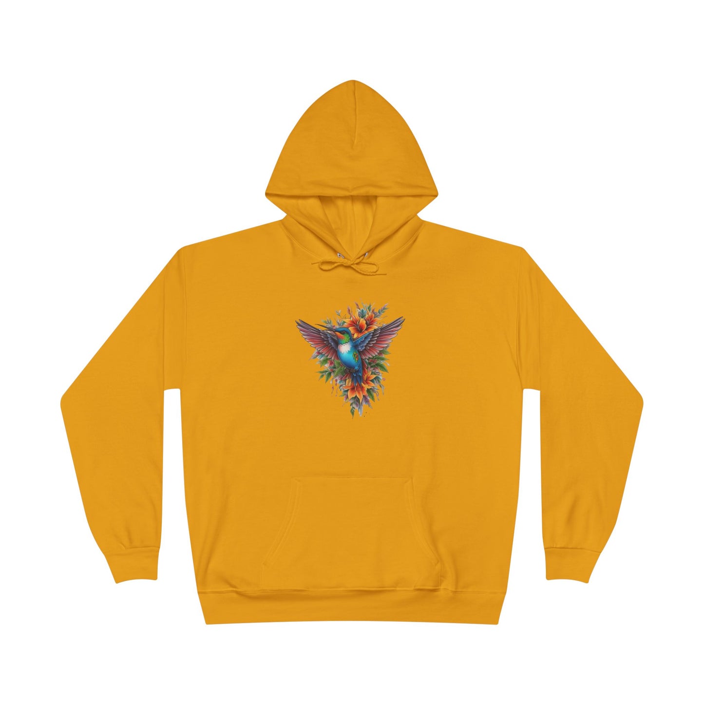 Vibrant Hummingbird Hoodie, Eco-Friendly Pullover, Perfect Gift for Nature Lovers, Spring Fashion, Unique Floral Design