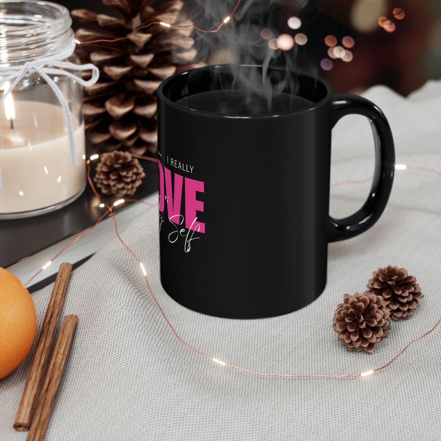 Self-Love Black Mug - Coffee Cup, Gift for Mom, Self-Care, Motivational, Daily Affirmation, Empowerment