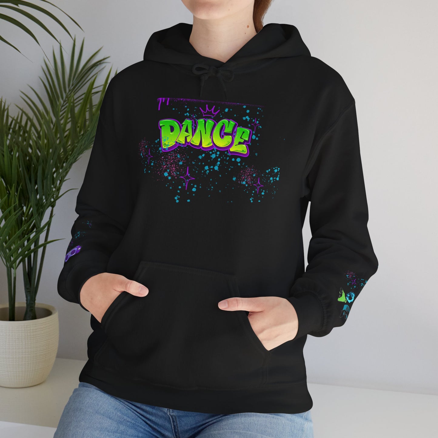 Colorful Dance Hoodie for Creative Spirits, Cozy Unisex Hooded Sweatshirt, Perfect for Parties, Dance Classes, Gifts