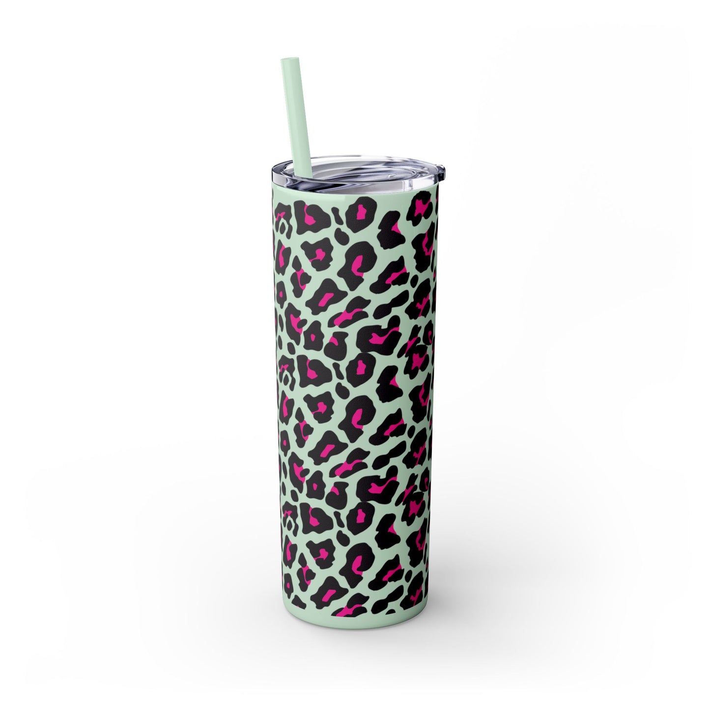 Trendy Leopard Print Skinny Tumbler, 20oz | Stylish Drinkware for Home, Office, Gifts, Reusable Straw, Animal Print