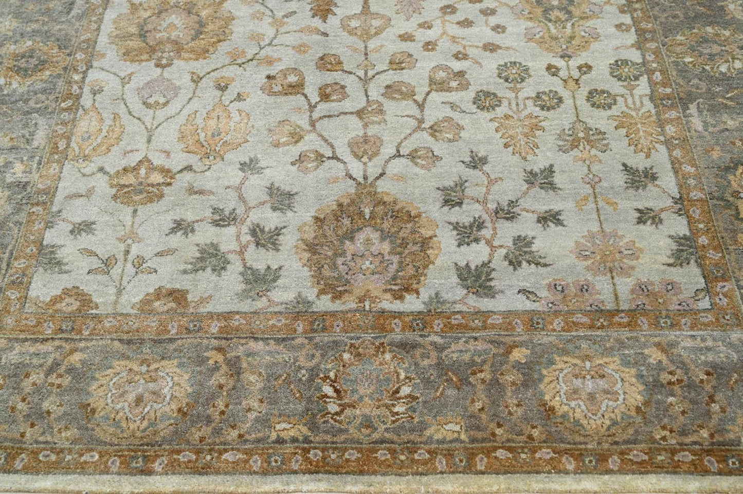 LoomBloom 6'1''x8'10" Gray Hand Knotted Traditional Oushak Wool Oriental Area Rug-4