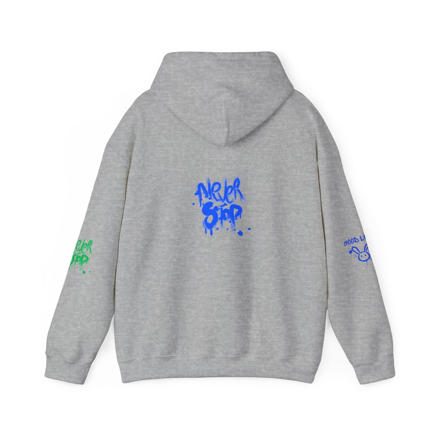 Good Luck Never Stop Unisex Heavy Blend Hooded Sweatshirt | Lucky Easter Bunny Design
