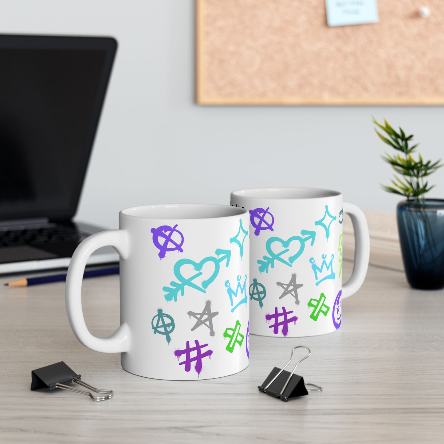 SMILE Vibrant Graffiti Ceramic Mug, Art Mug, Unique Gift, Inspirational Mug, Coffee Cup, Fun Drinkware