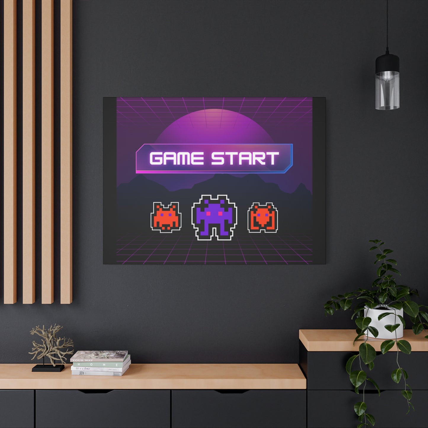 Retro Game Start Canvas Art Print | 80s Gaming Wall Decor, Gamer Gift, Pixel Art, Nostalgic Artwork, Home Decor