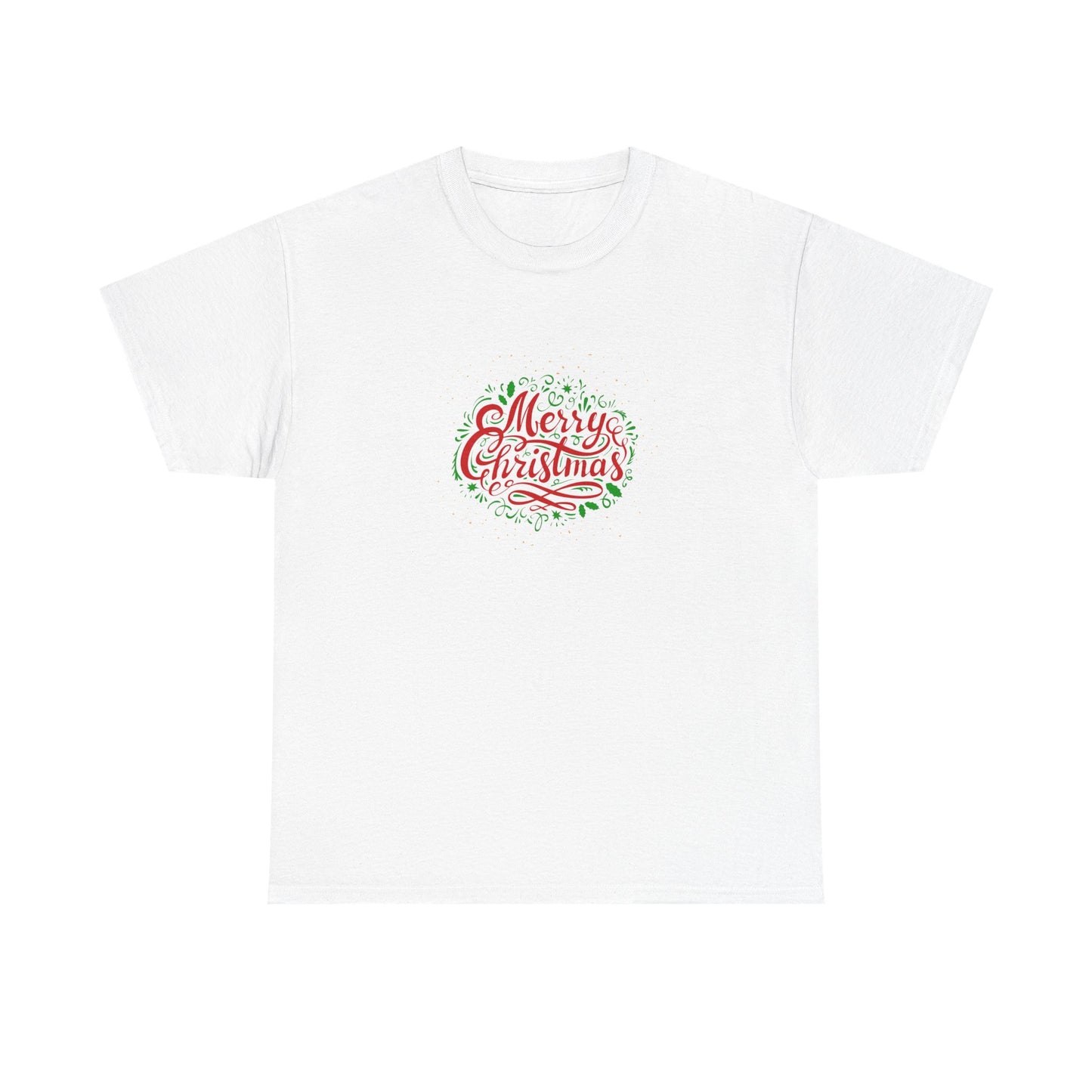 Merry Christmas Unisex Heavy Cotton Tee, Holiday Gift, Casual Wear, Seasonal Apparel, Christmas Party Shirt, Gift for Him/Her
