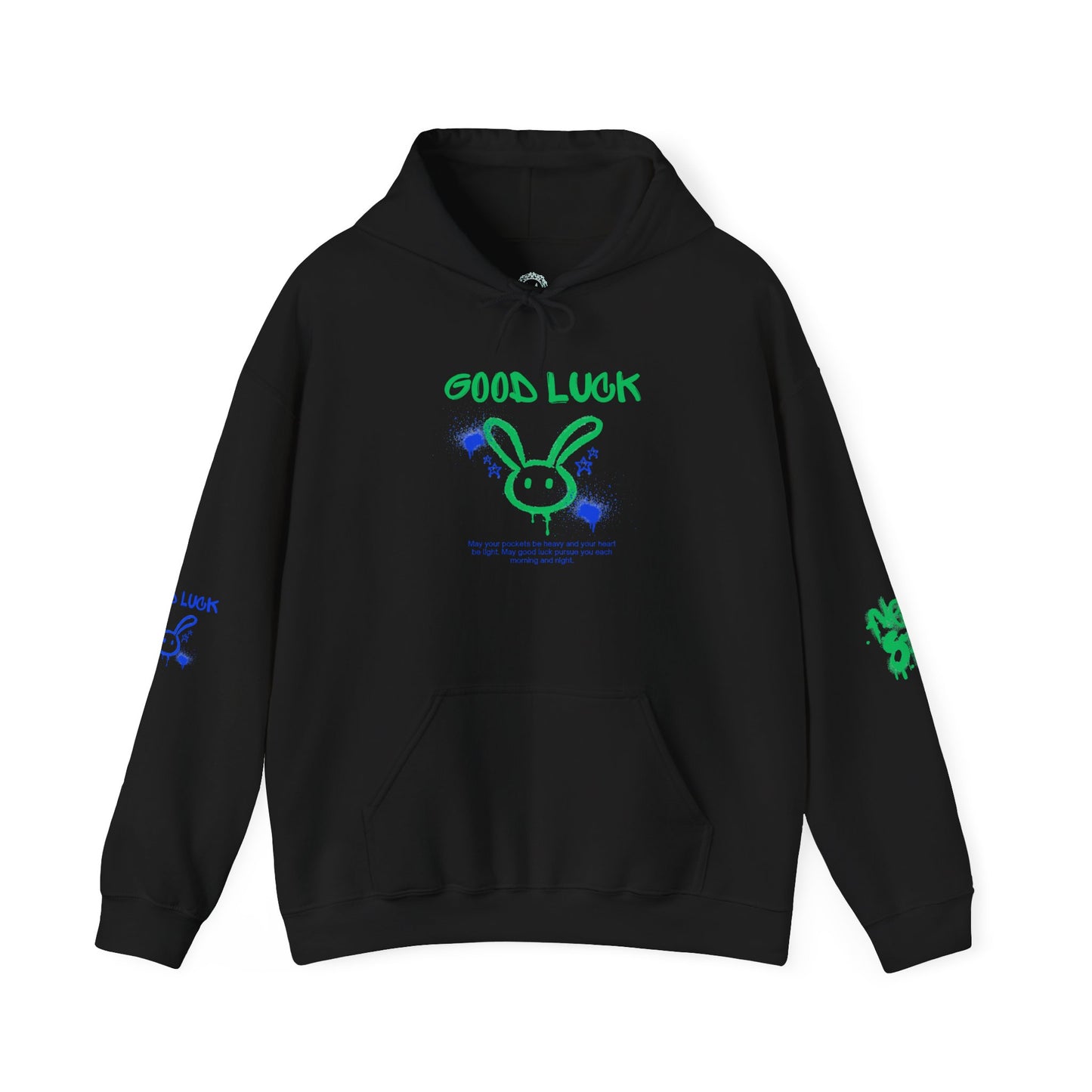 Good Luck Never Stop Unisex Heavy Blend Hooded Sweatshirt | Lucky Easter Bunny Design