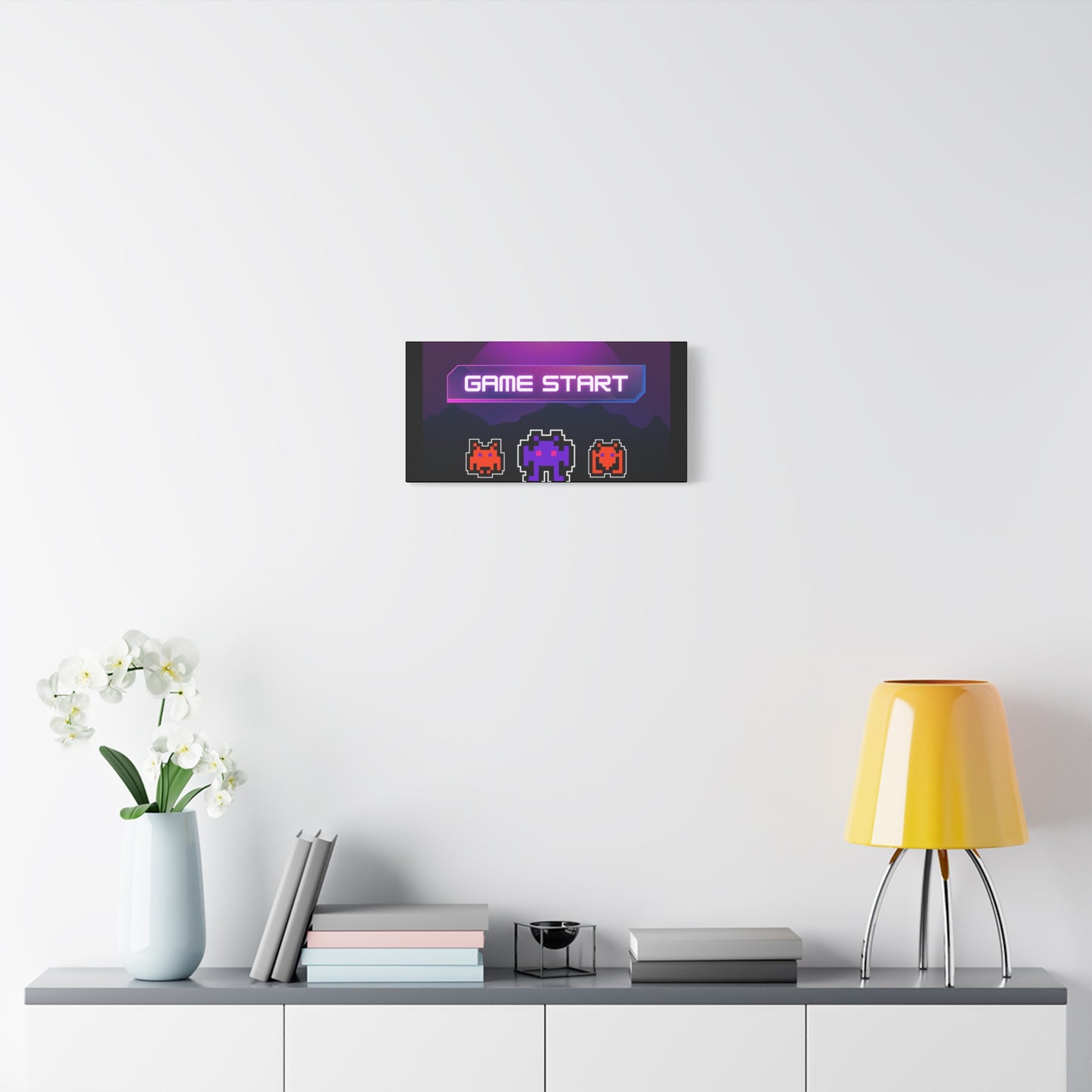 Retro Game Start Canvas Art Print | 80s Gaming Wall Decor, Gamer Gift, Pixel Art, Nostalgic Artwork, Home Decor