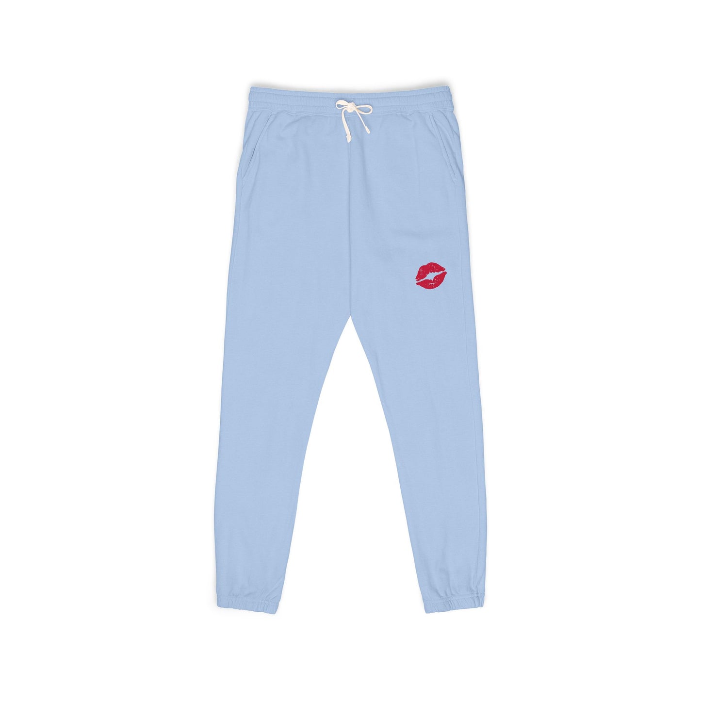 Cozy Fleece Kiss Print Sweatpants, Relaxed Lounge Pants, Unisex Stylish Joggers, Perfect for Casual Days, Gift for Friends, Comfortable Home Wear