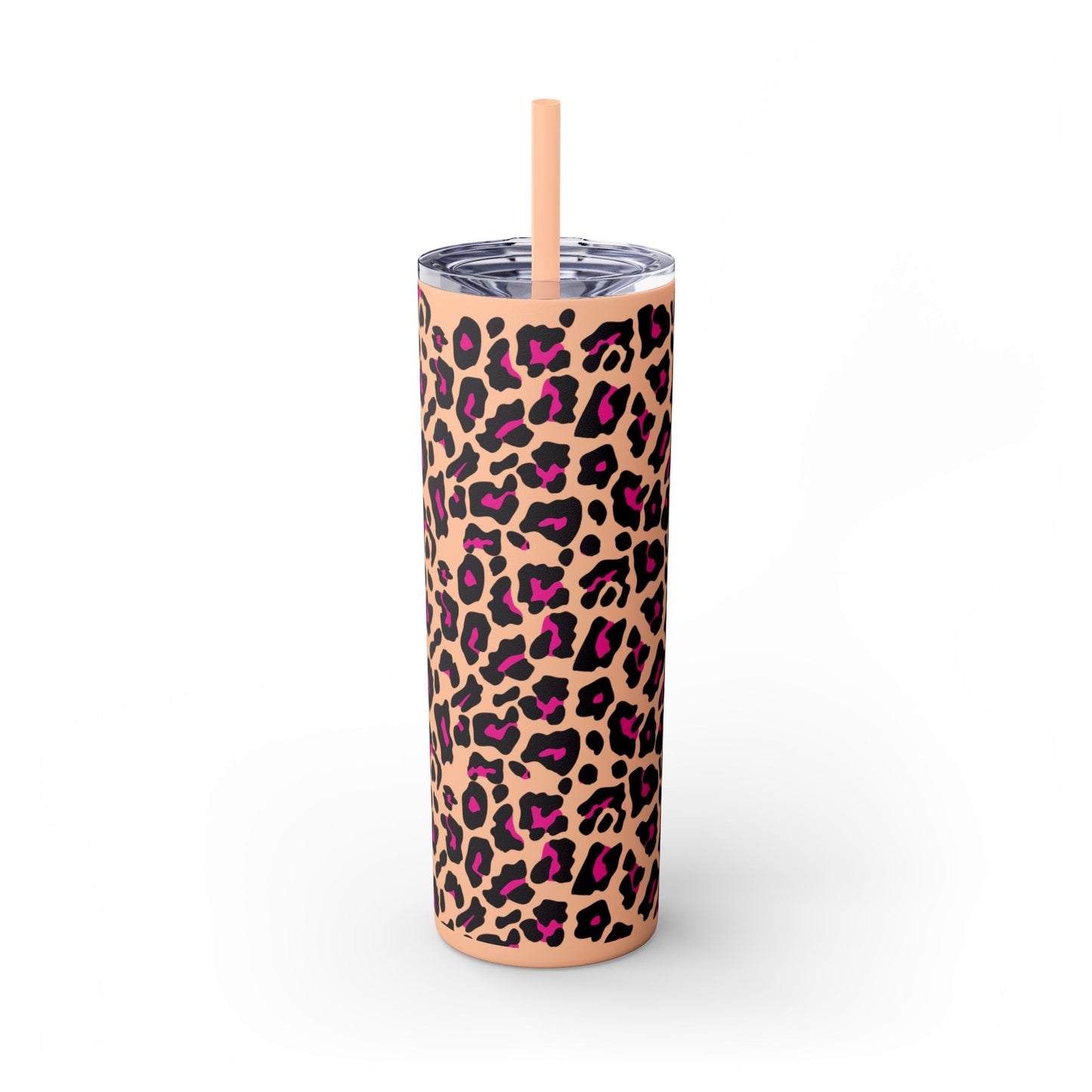 Trendy Leopard Print Skinny Tumbler, 20oz | Stylish Drinkware for Home, Office, Gifts, Reusable Straw, Animal Print